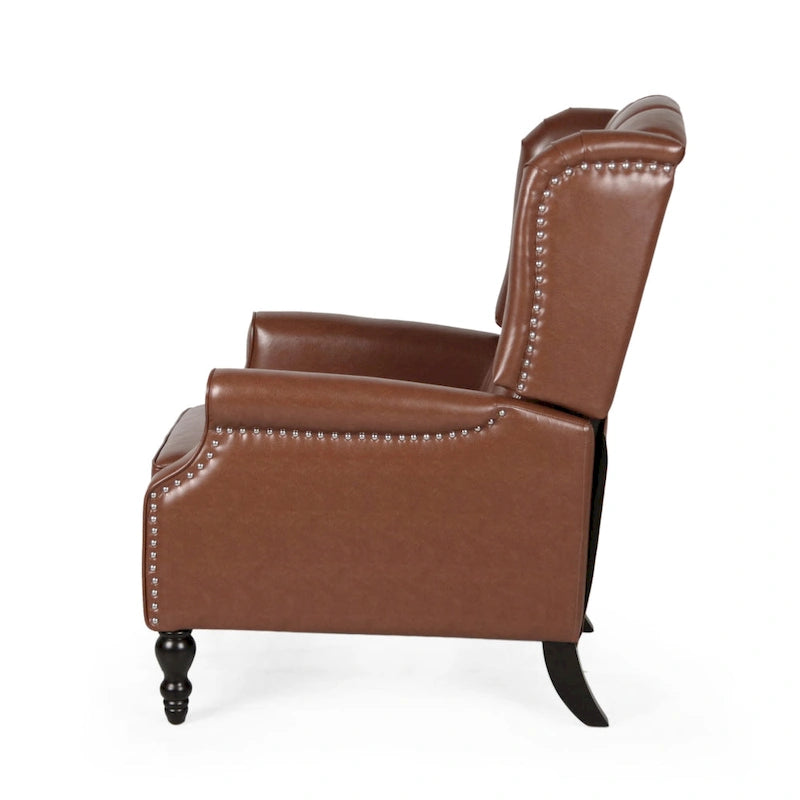 Fauteuil club inclinable avec dossier marron en similicuir pour 1 personne