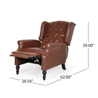 Fauteuil club inclinable avec dossier marron en similicuir pour 1 personne