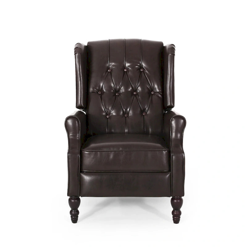 Fauteuil club inclinable avec dossier marron en similicuir pour 1 personne