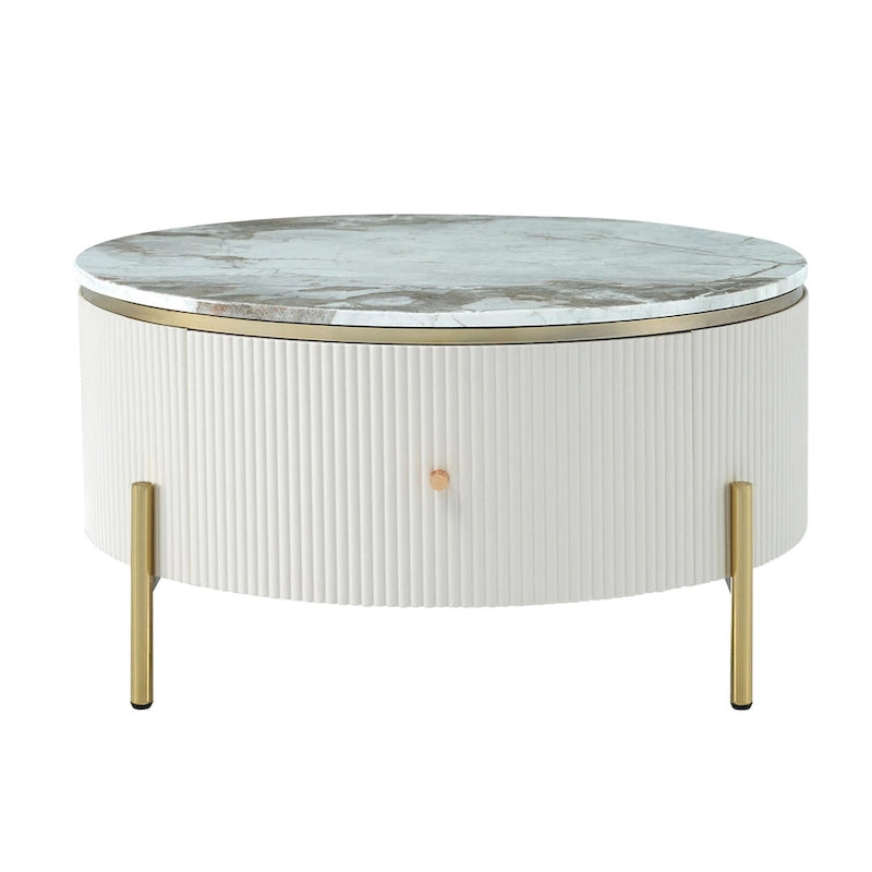 Table basse ronde moderne Merax avec 2 grands tiroirs