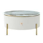 Table basse ronde moderne Merax avec 2 grands tiroirs