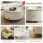 Table basse ronde moderne Merax avec 2 grands tiroirs