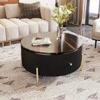 Table basse ronde moderne Merax avec 2 grands tiroirs