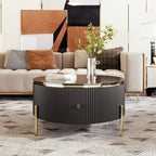 Table basse ronde moderne Merax avec 2 grands tiroirs