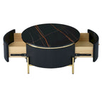 Table basse ronde moderne Merax avec 2 grands tiroirs