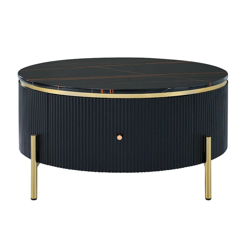 Table basse ronde moderne Merax avec 2 grands tiroirs