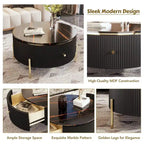 Table basse ronde moderne Merax avec 2 grands tiroirs