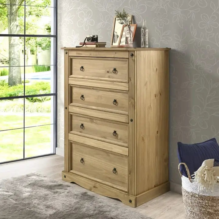 Commode en bois 4 tiroirs Corona