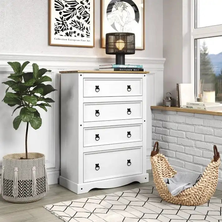 Commode en bois 4 tiroirs Corona