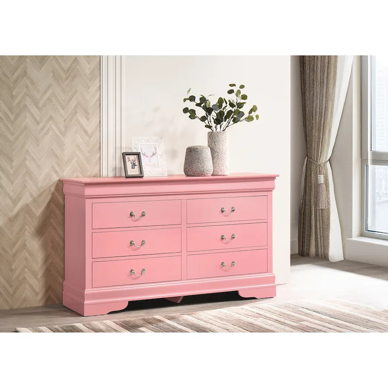 Commode 6 tiroirs pour chambre à coucher – Style traditionnel, plusieurs couleurs