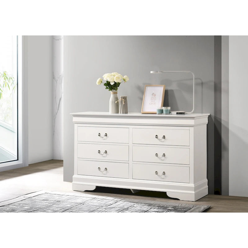 Commode 6 tiroirs pour chambre à coucher – Style traditionnel, plusieurs couleurs