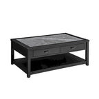 Table basse à plateau en marbre ébène avec roulettes
