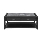 Table basse à plateau en marbre ébène avec roulettes