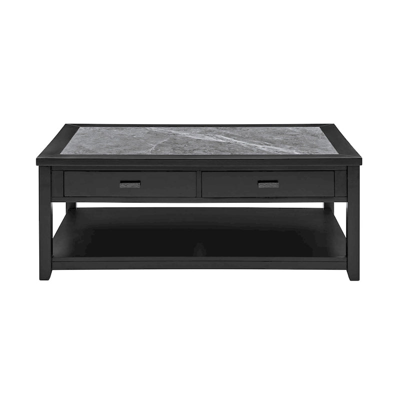 Table basse à plateau en marbre ébène avec roulettes
