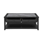 Table basse à plateau en marbre ébène avec roulettes