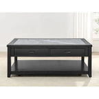 Table basse à plateau en marbre ébène avec roulettes