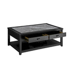 Table basse à plateau en marbre ébène avec roulettes