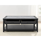 Table basse à plateau en marbre ébène avec roulettes