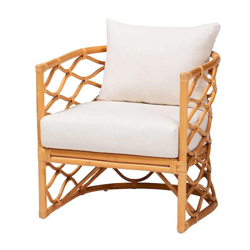 Fauteuil en rotin miel clair, 1 place