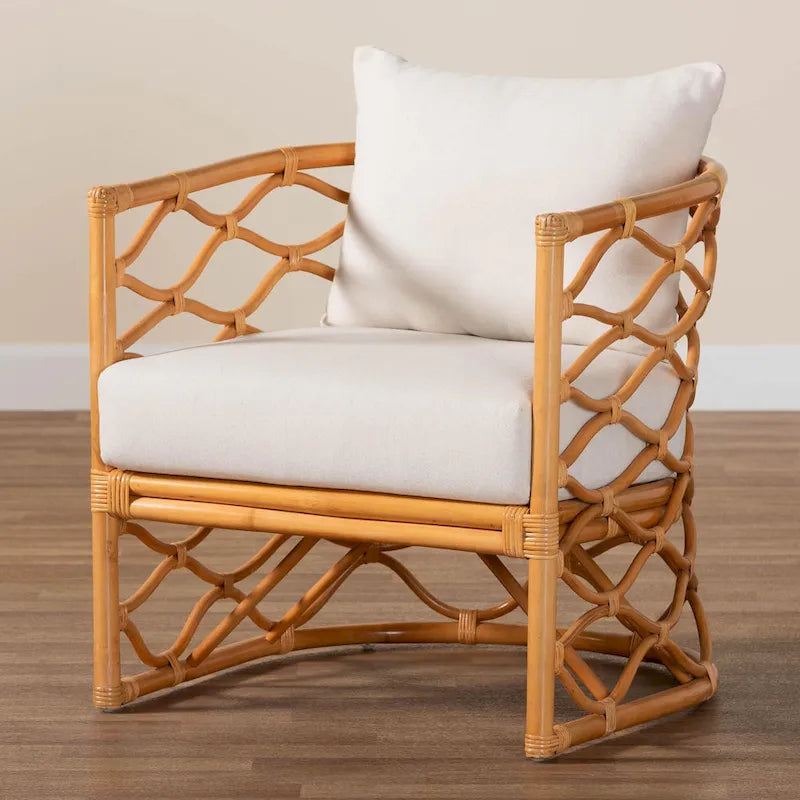 Fauteuil en rotin miel clair, 1 place