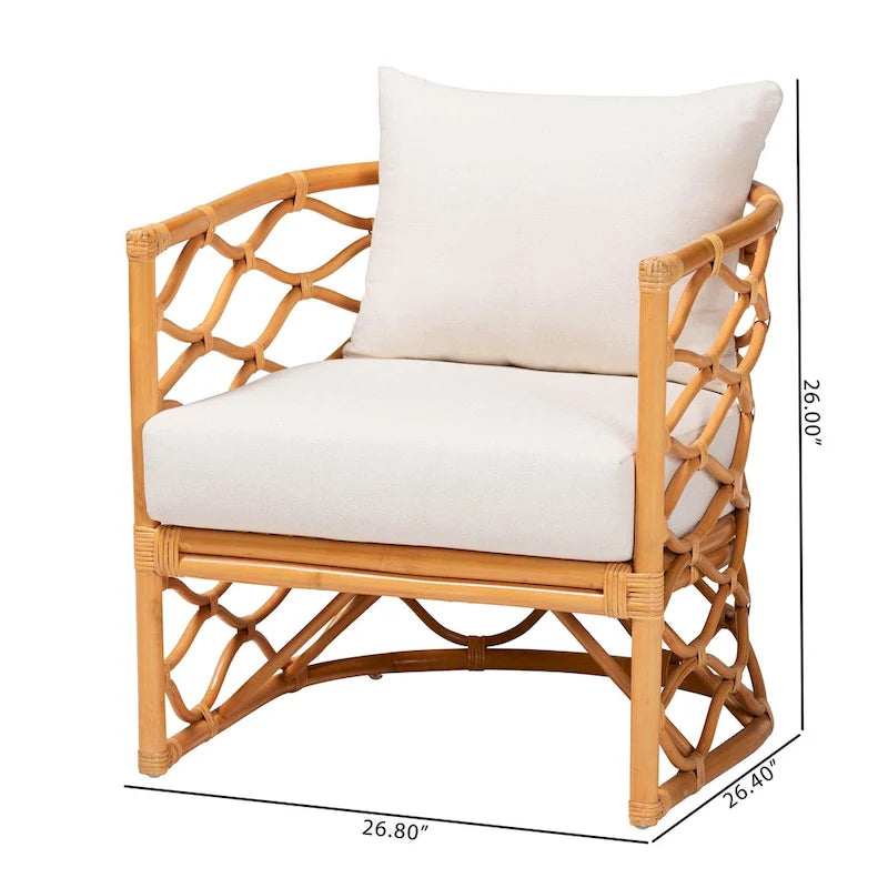 Fauteuil en rotin miel clair, 1 place