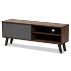 Meuble TV Mallory en bois noyer et gris bicolore