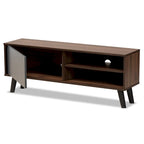 Meuble TV Mallory en bois noyer et gris bicolore