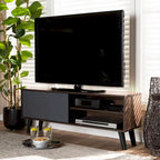 Meuble TV Mallory en bois noyer et gris bicolore