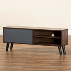 Meuble TV Mallory en bois noyer et gris bicolore