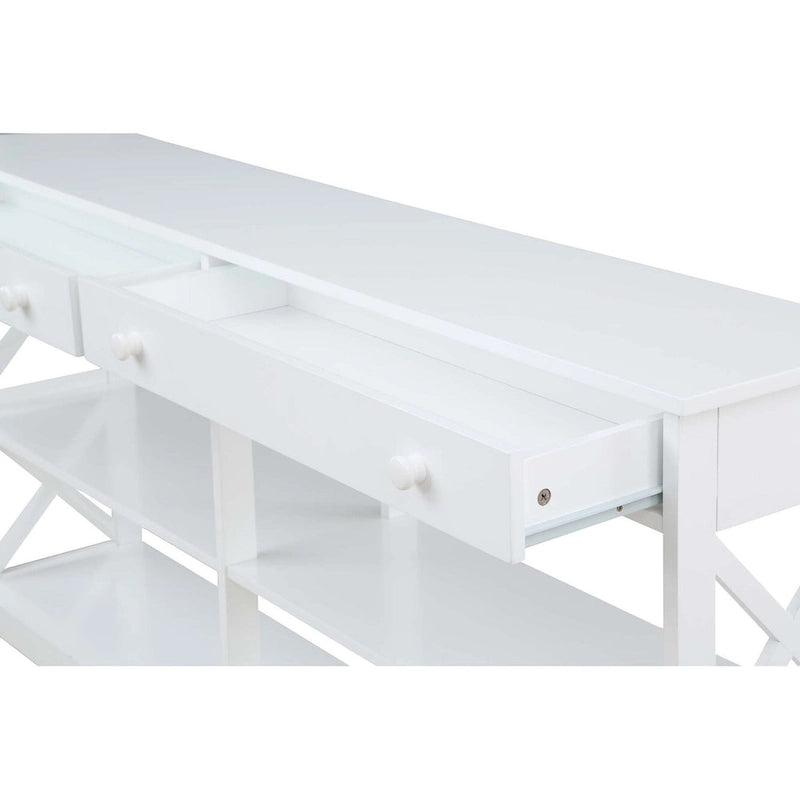 Table console avec étagères Oxford 2 tiroirs de 60 pouces de Convenience Concepts