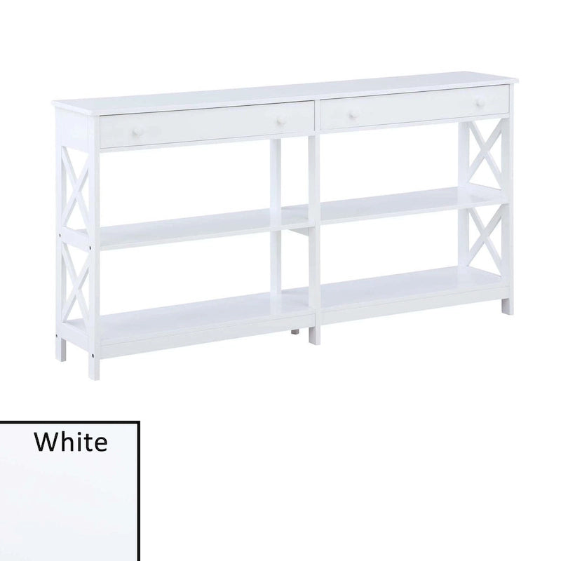 Table console avec étagères Oxford 2 tiroirs de 60 pouces de Convenience Concepts