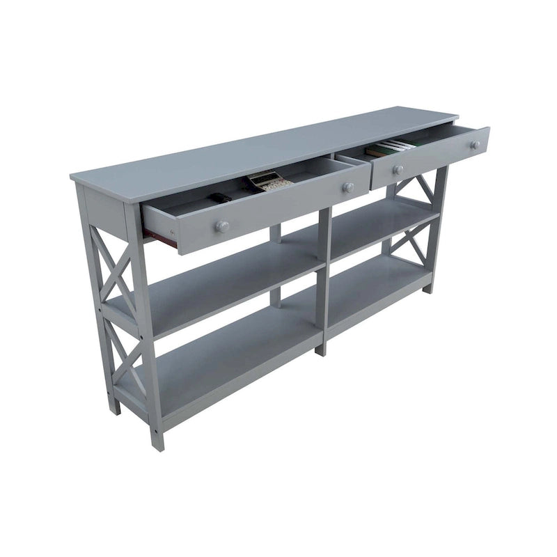 Table console avec étagères Oxford 2 tiroirs de 60 pouces de Convenience Concepts