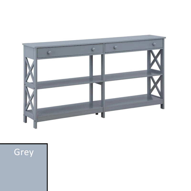 Table console avec étagères Oxford 2 tiroirs de 60 pouces de Convenience Concepts