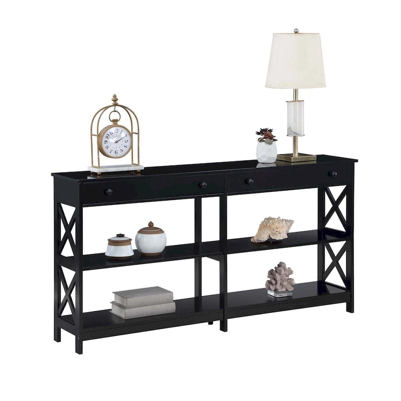 Table console avec étagères Oxford 2 tiroirs de 60 pouces de Convenience Concepts