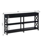 Table console avec étagères Oxford 2 tiroirs de 60 pouces de Convenience Concepts