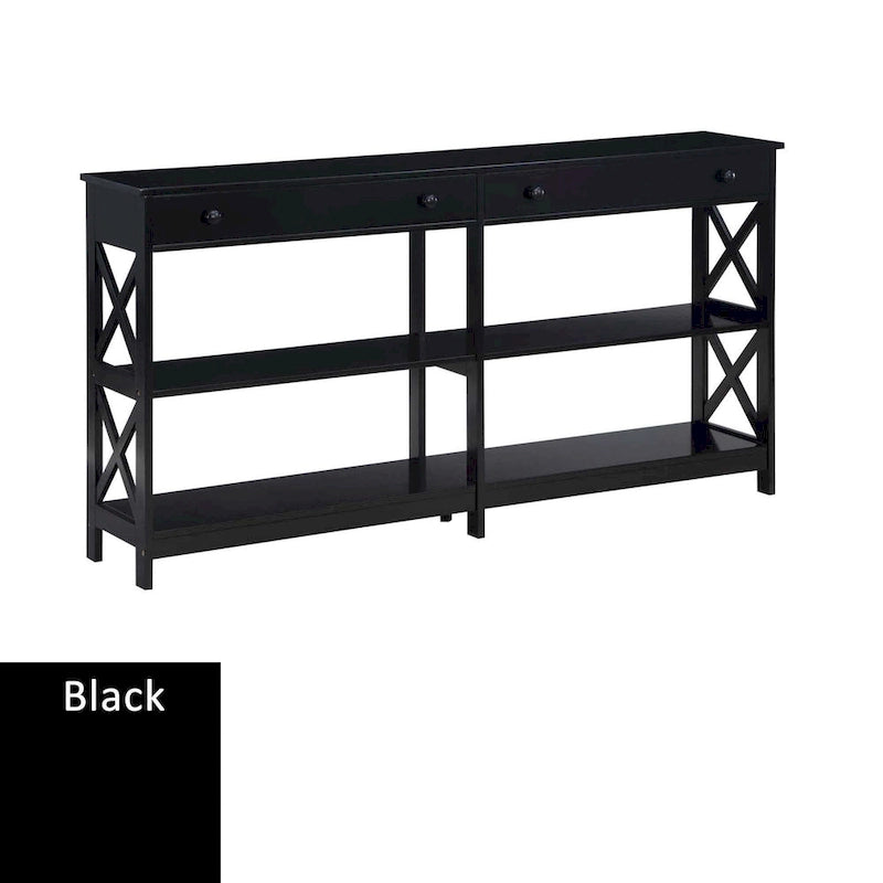 Table console avec étagères Oxford 2 tiroirs de 60 pouces de Convenience Concepts