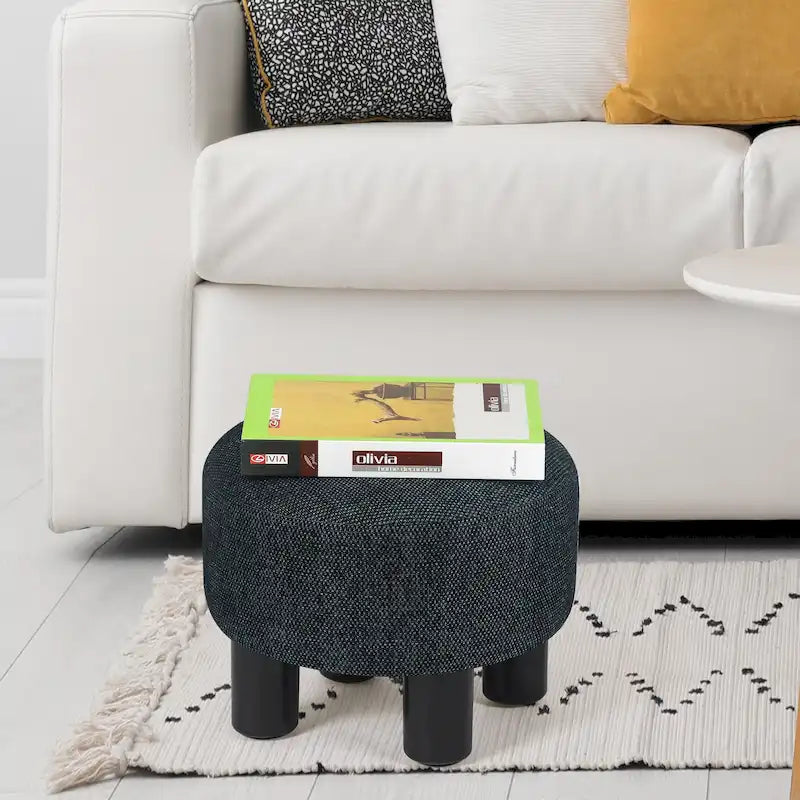 Pouffe Rond Adeco en Velours Repose-Pieds Tabouret Rembourré Moderne