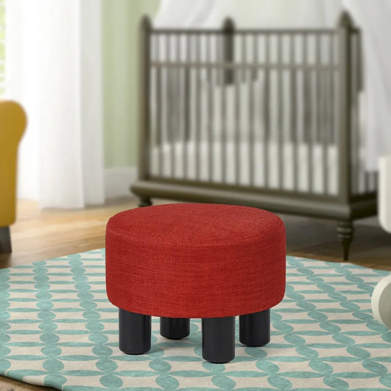 Pouffe Rond Adeco en Velours Repose-Pieds Tabouret Rembourré Moderne