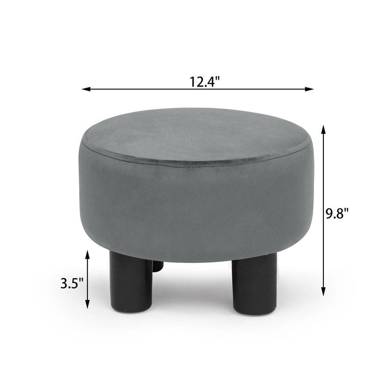 Pouffe Rond Adeco en Velours Repose-Pieds Tabouret Rembourré Moderne