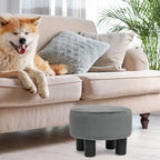 Pouffe Rond Adeco en Velours Repose-Pieds Tabouret Rembourré Moderne