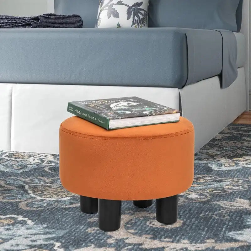 Pouffe Rond Adeco en Velours Repose-Pieds Tabouret Rembourré Moderne