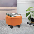 Pouffe Rond Adeco en Velours Repose-Pieds Tabouret Rembourré Moderne