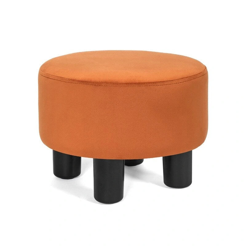 Pouffe Rond Adeco en Velours Repose-Pieds Tabouret Rembourré Moderne