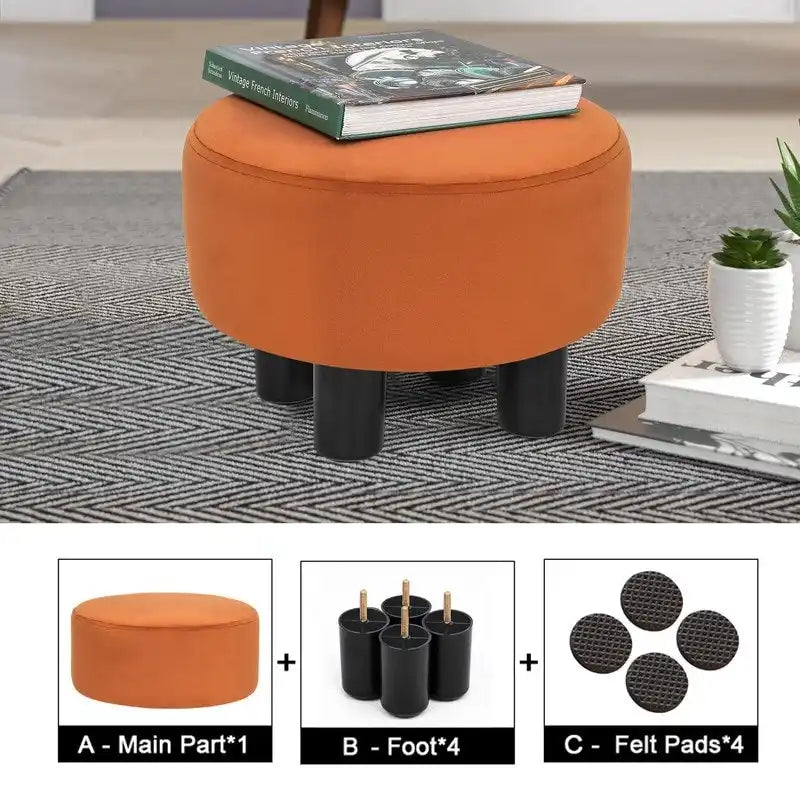 Pouffe Rond Adeco en Velours Repose-Pieds Tabouret Rembourré Moderne