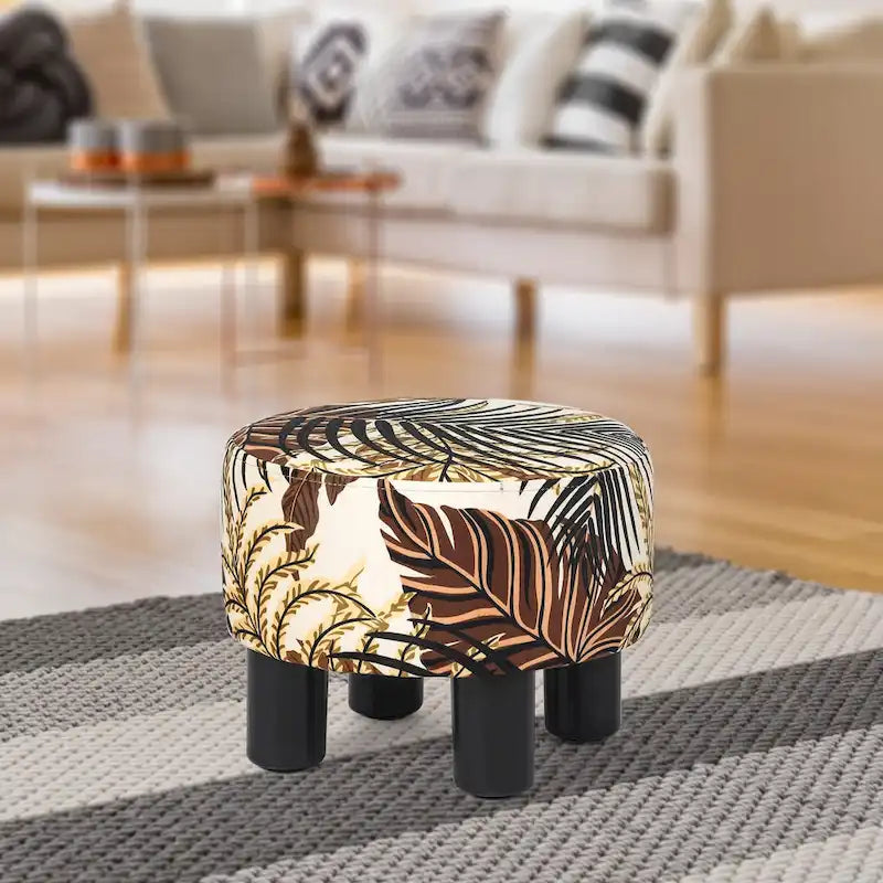 Pouffe Rond Adeco en Velours Repose-Pieds Tabouret Rembourré Moderne