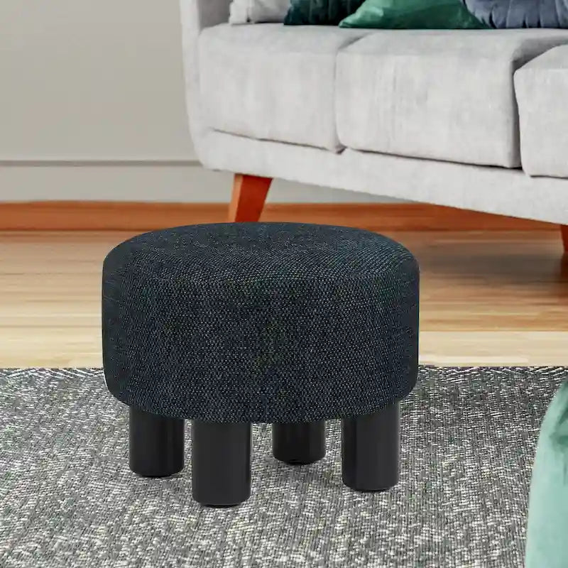 Pouffe Rond Adeco en Velours Repose-Pieds Tabouret Rembourré Moderne