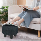 Pouffe Rond Adeco en Velours Repose-Pieds Tabouret Rembourré Moderne