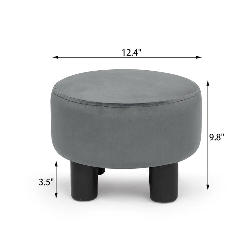 Pouffe Rond Adeco en Velours Repose-Pieds Tabouret Rembourré Moderne