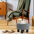 Pouffe Rond Adeco en Velours Repose-Pieds Tabouret Rembourré Moderne