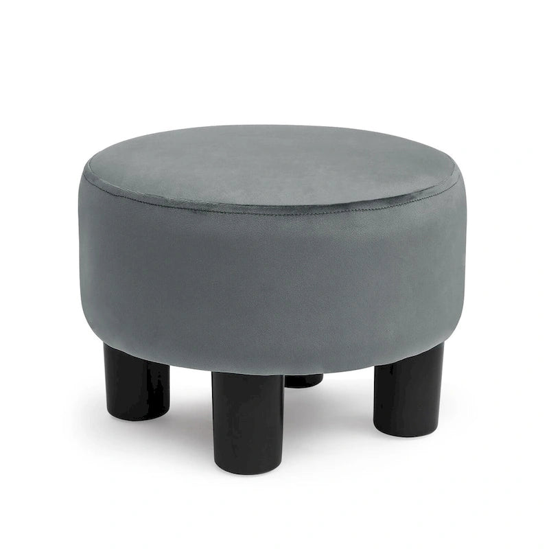 Pouffe Rond Adeco en Velours Repose-Pieds Tabouret Rembourré Moderne